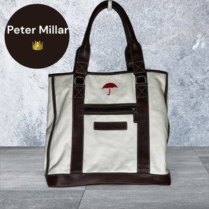 Peter Millar Crown Canvas Leather Tote 14x16 Excellent Condition